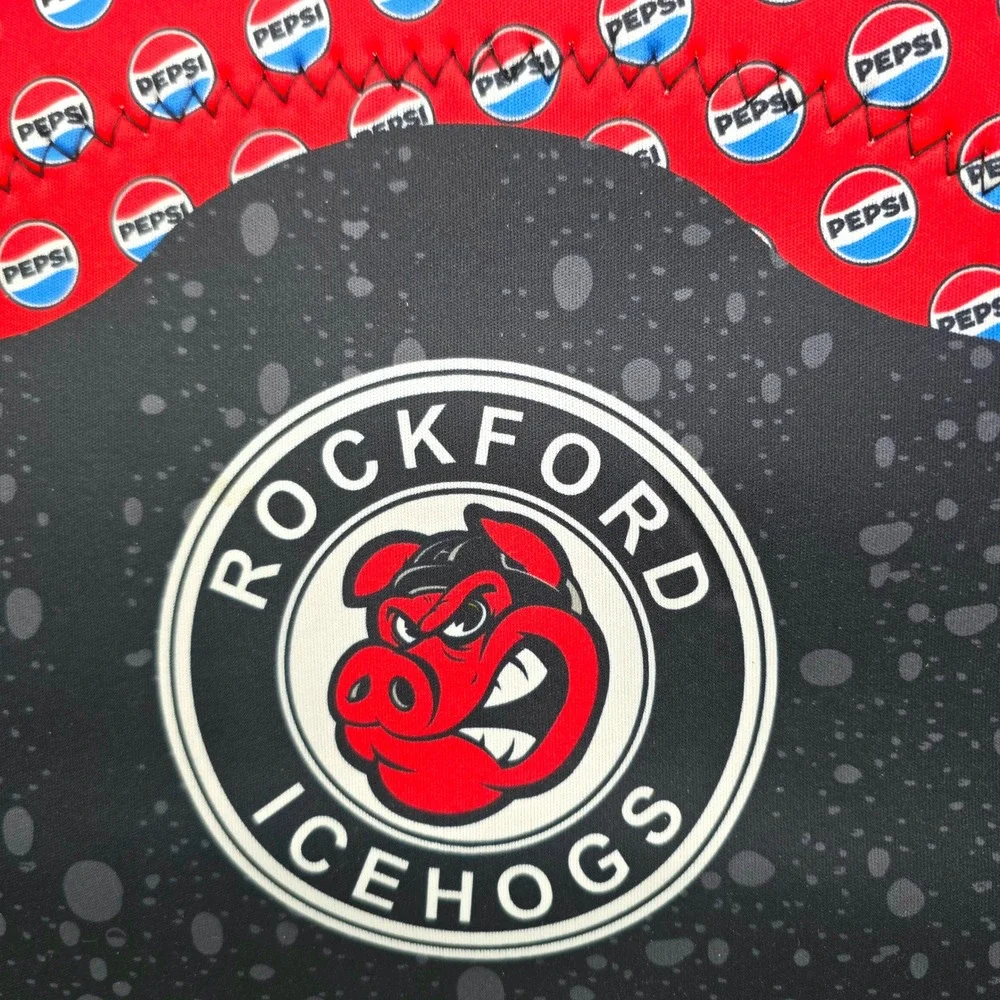 Rockford IceHogs Lunch Bag Tote Black Red Neoprene Insulated Cooler AHL Hockey